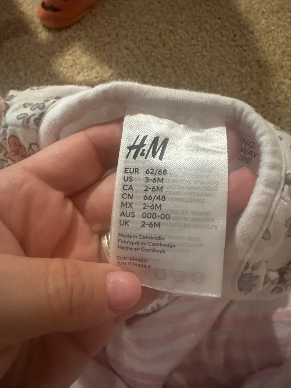 H&M White Floral Sleeveless Sleep Sack with Pink & Blue Flowers